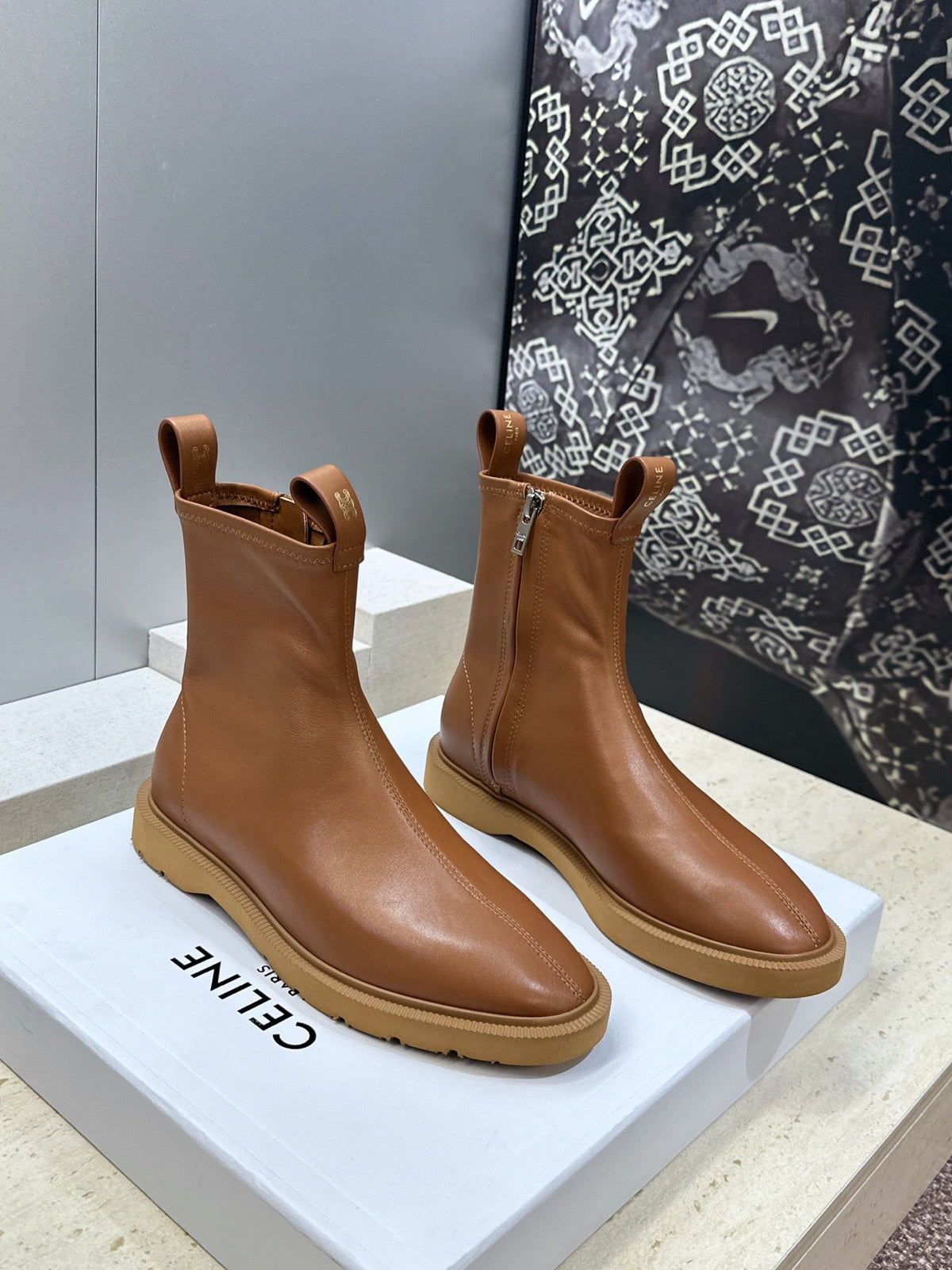Celine 2026 Flow Zipped Boots Suede Sheepskin 959436