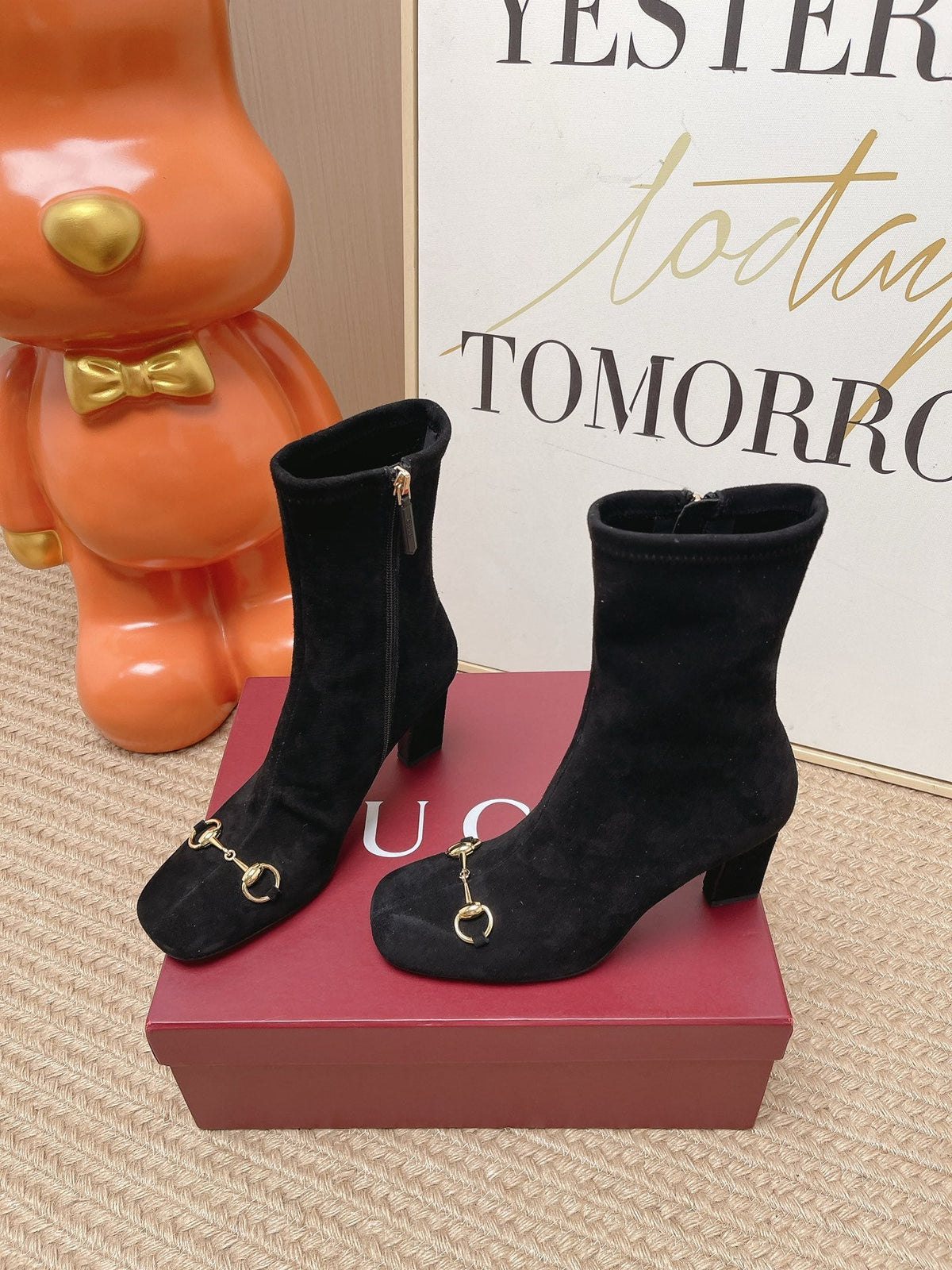 Gucci 2026 Signora Ankle Boots Boots 85mm Suede Leather 950855
