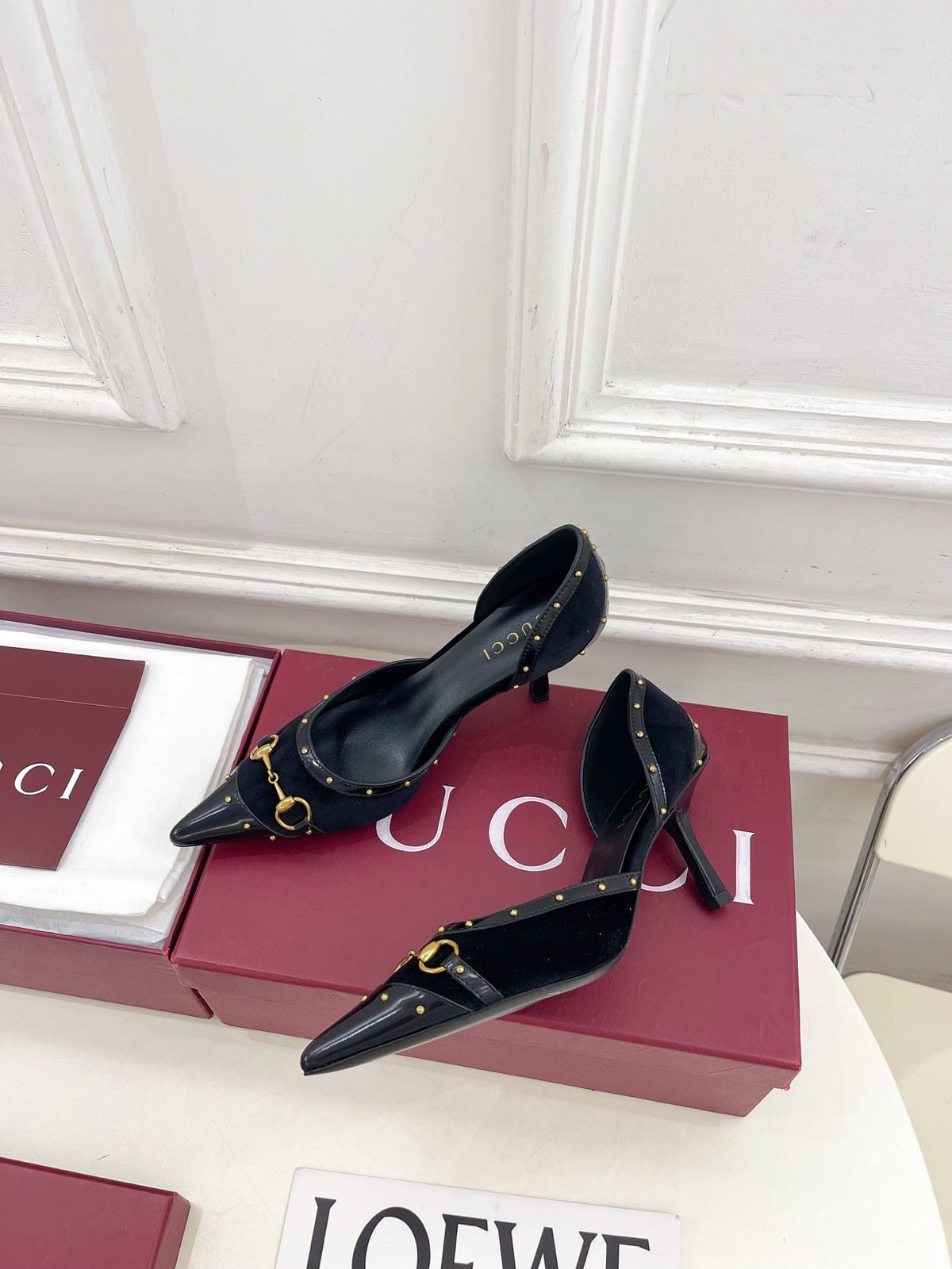Gucci 2026 Savoy Pumps 75mm Suede Canvas 946646