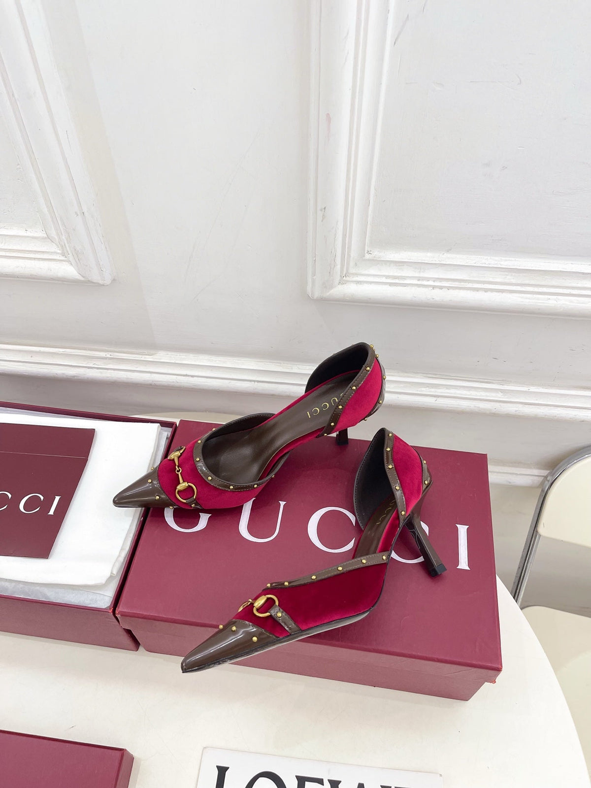 Gucci 2026 Savoy Pumps 75mm Suede Canvas 946646