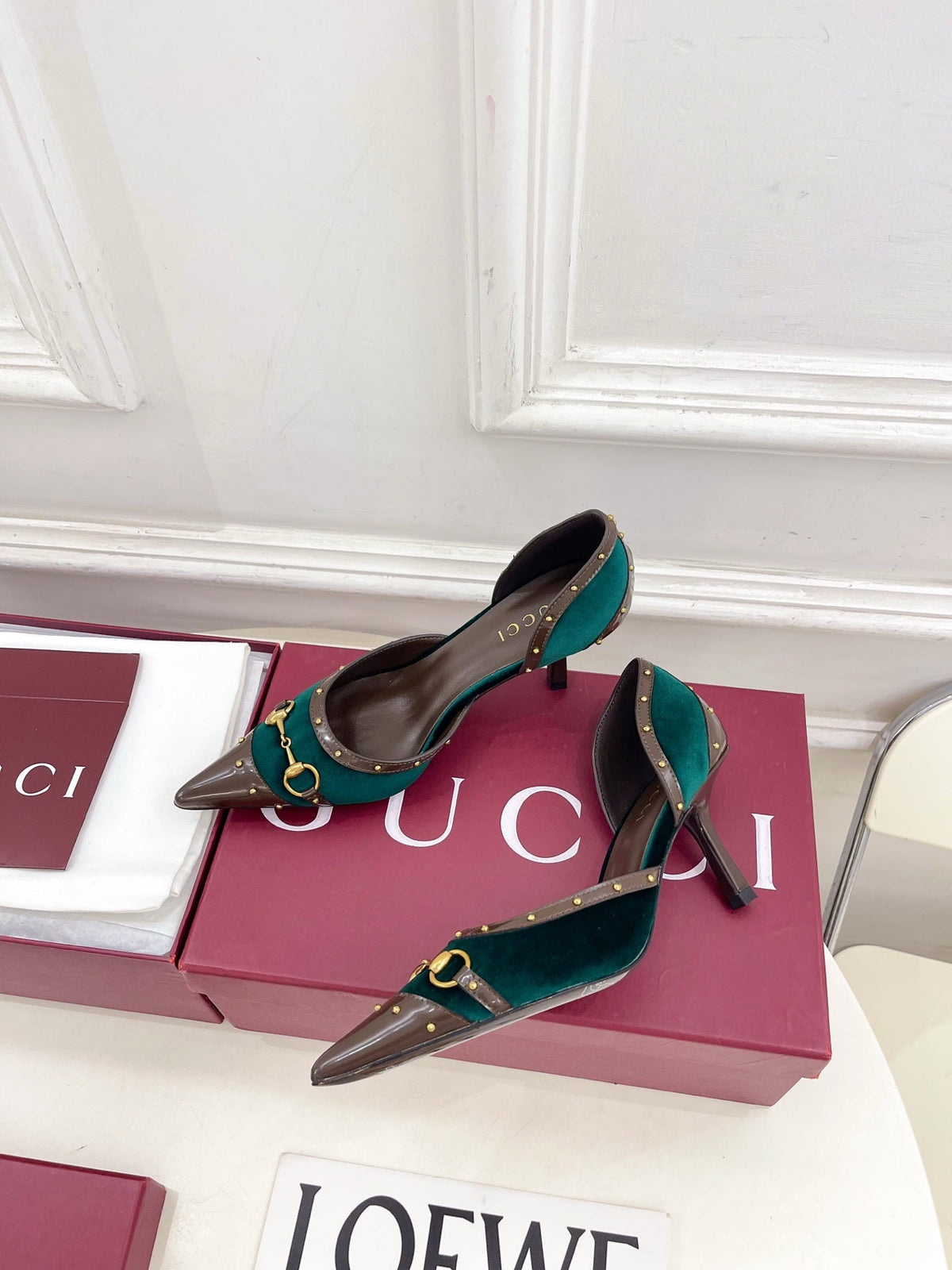 Gucci 2026 Savoy Pumps 75mm Suede Canvas 946646