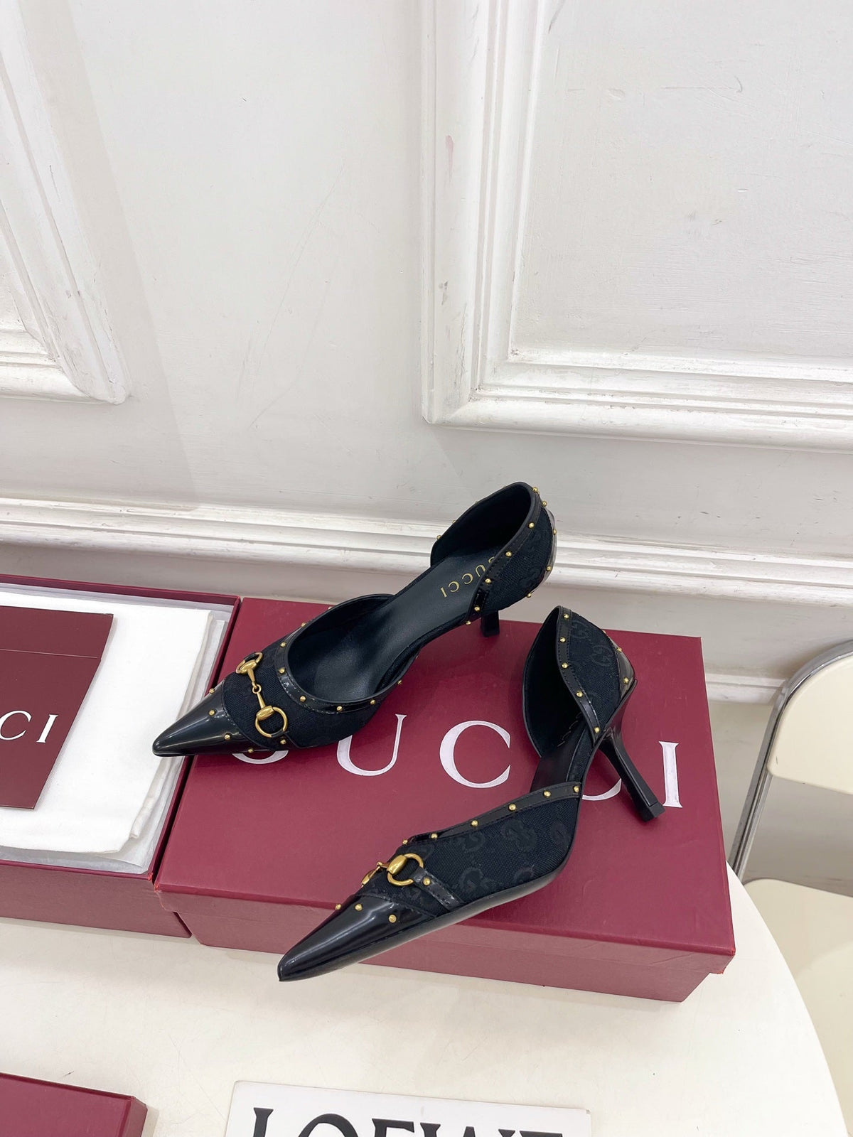 Gucci 2026 Savoy Pumps 75mm Suede Canvas 946646