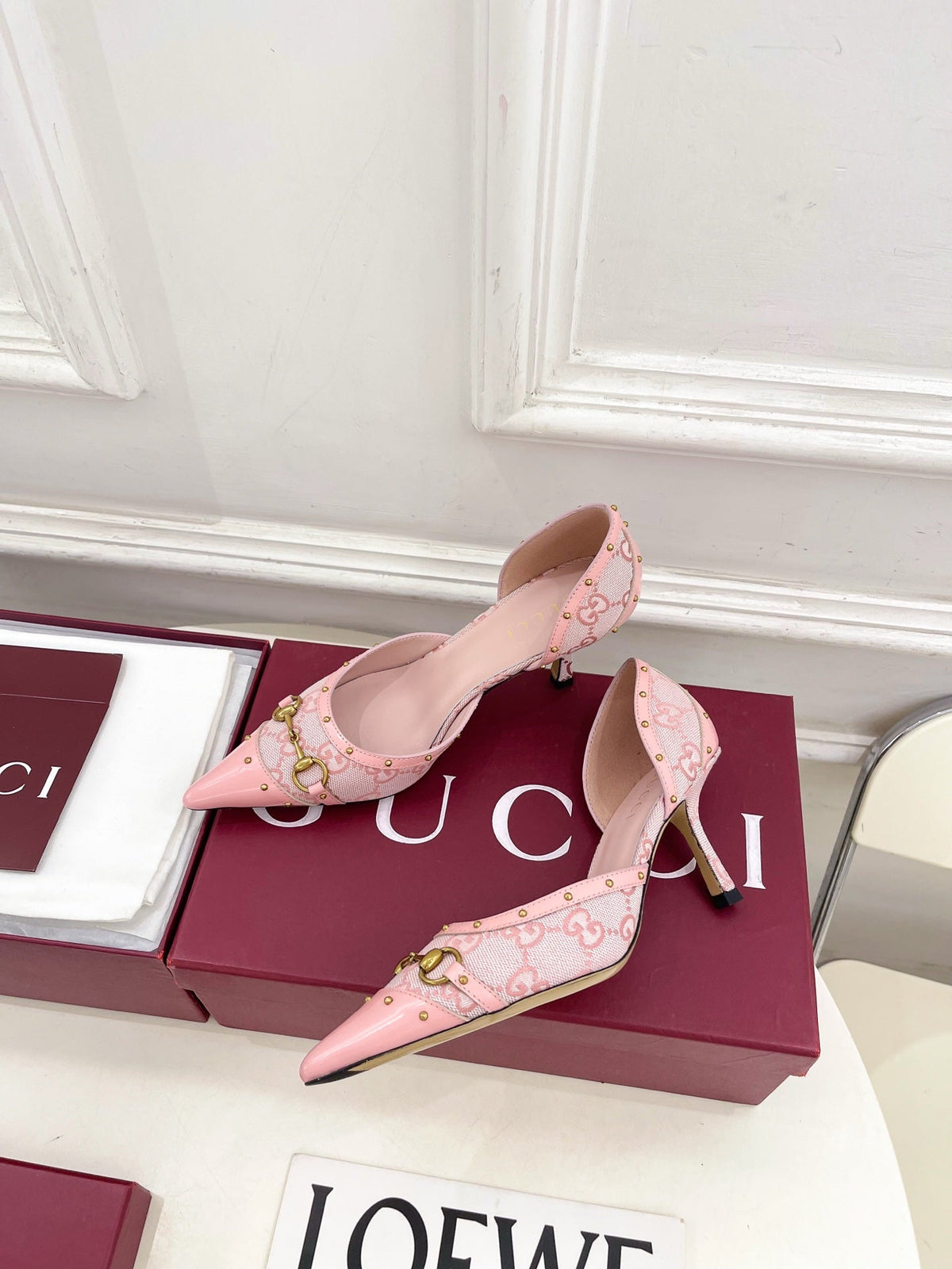Gucci 2026 Savoy Pumps 75mm Suede Canvas 946646