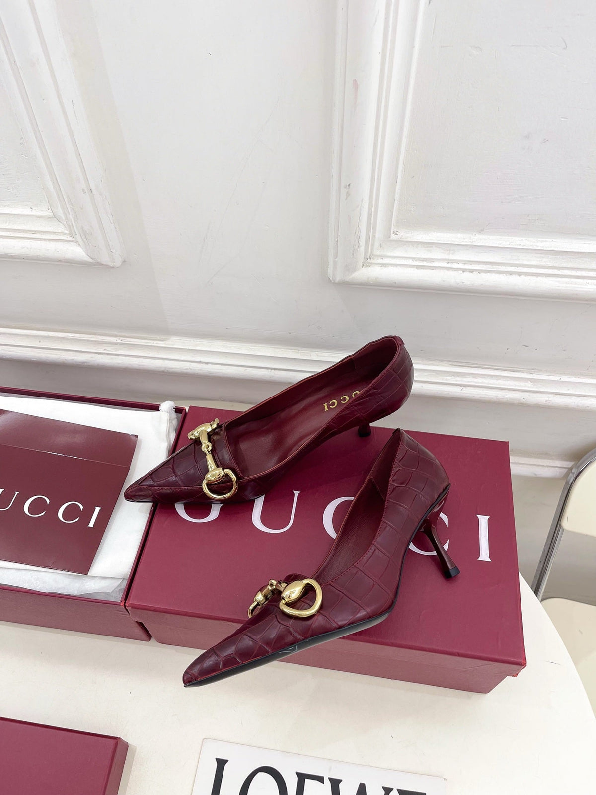 Gucci 2026 Boulevard Embossed Pumps 70mm Leather 946659