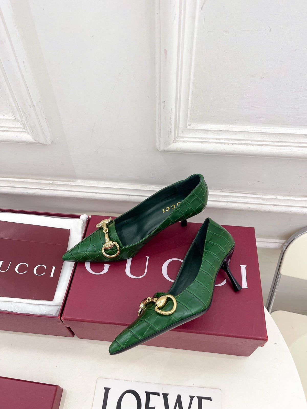 Gucci 2026 Boulevard Embossed Pumps 70mm Leather 946659