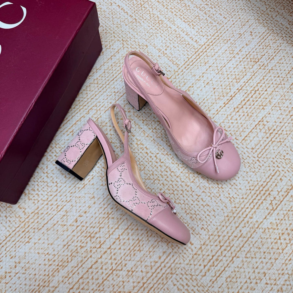 Gucci 2026 Marmont GG Slingback 80mm Denim 985640