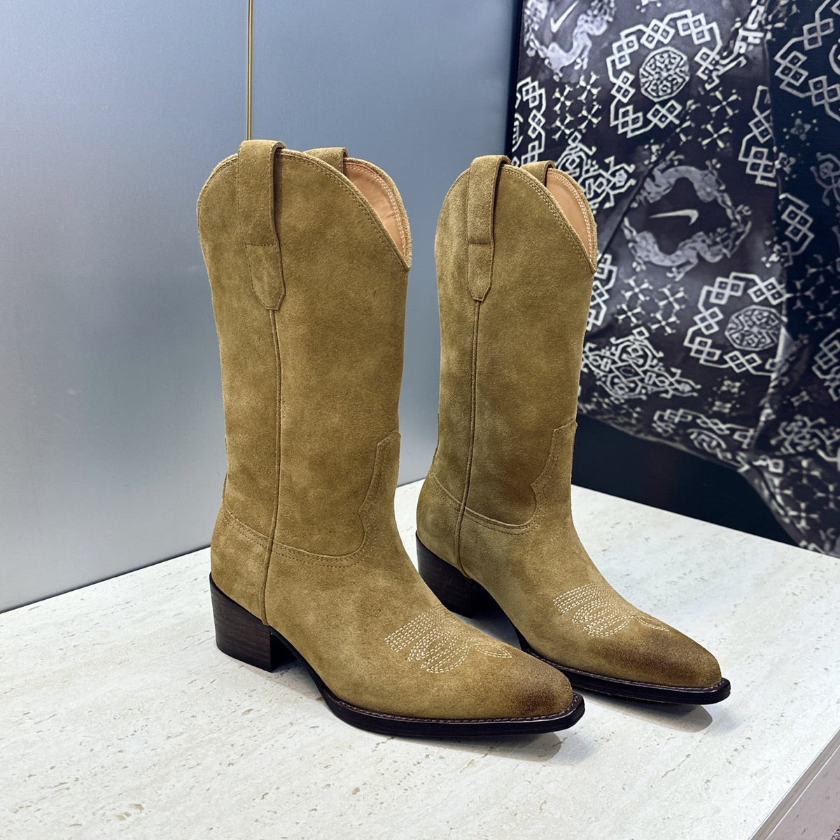 Celine 2026 Cowboy Boots 45mm Suede Calfskin 959456