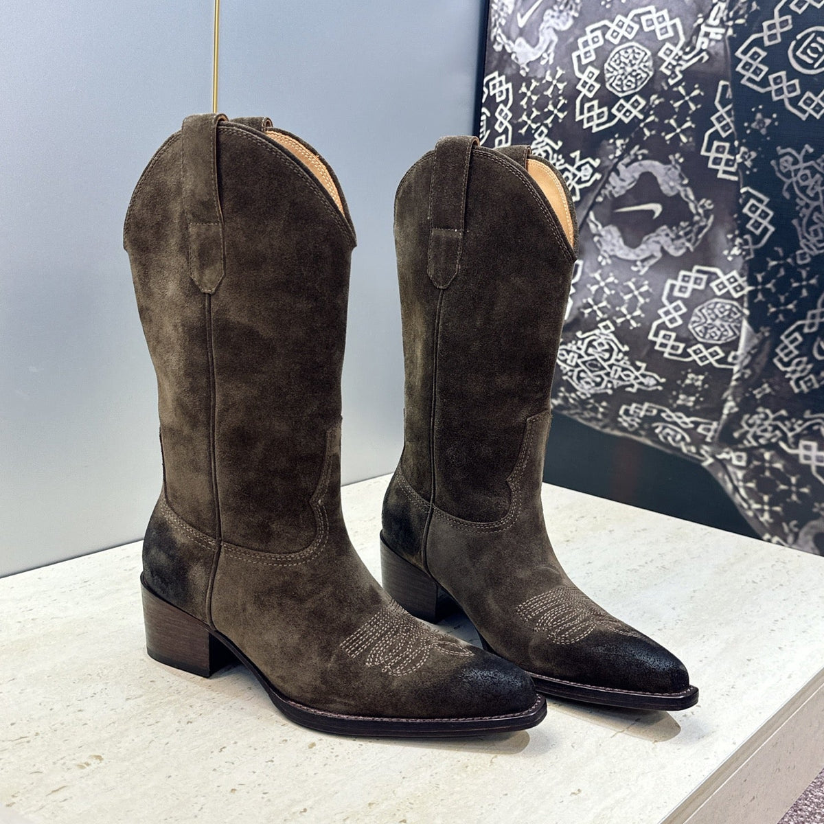 Celine 2026 Cowboy Boots 45mm Suede Calfskin 959456