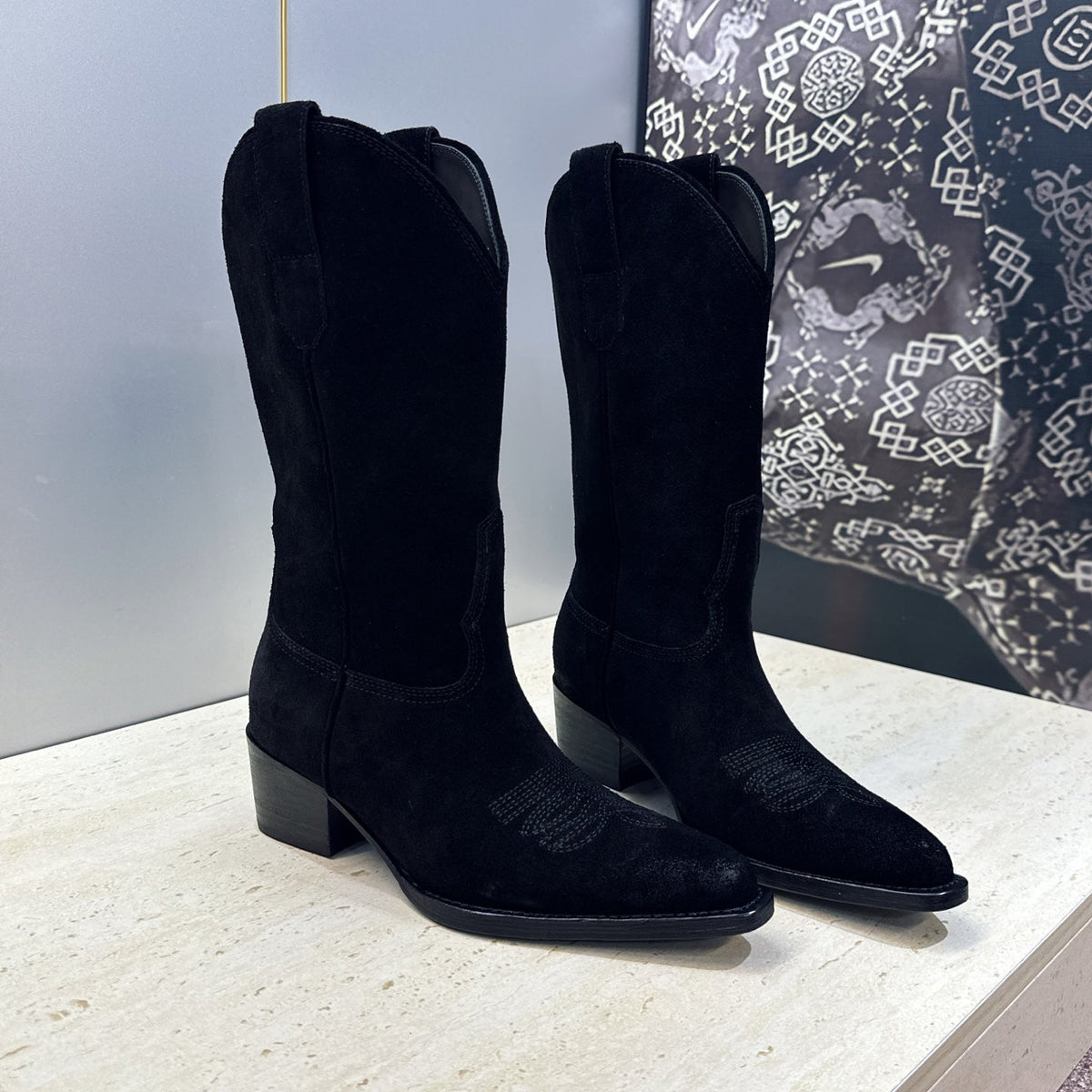 Celine 2026 Cowboy Boots 45mm Suede Calfskin 959456