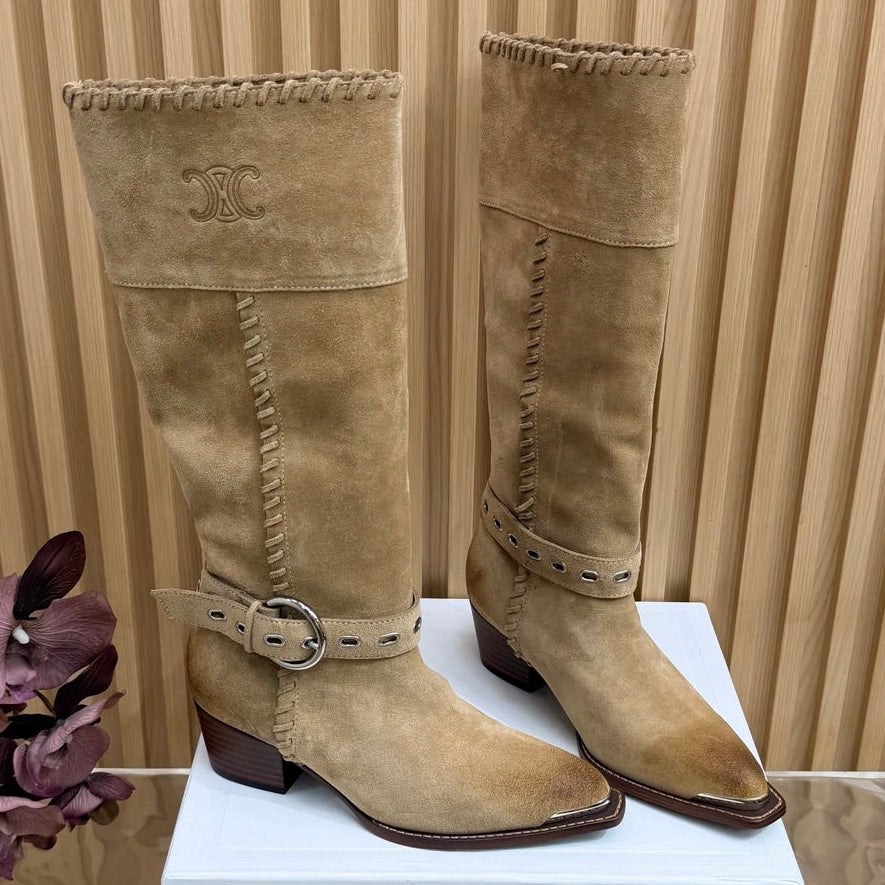Celine 2026 Chelsea Pointed Toe Boots Suede Leather 995587
