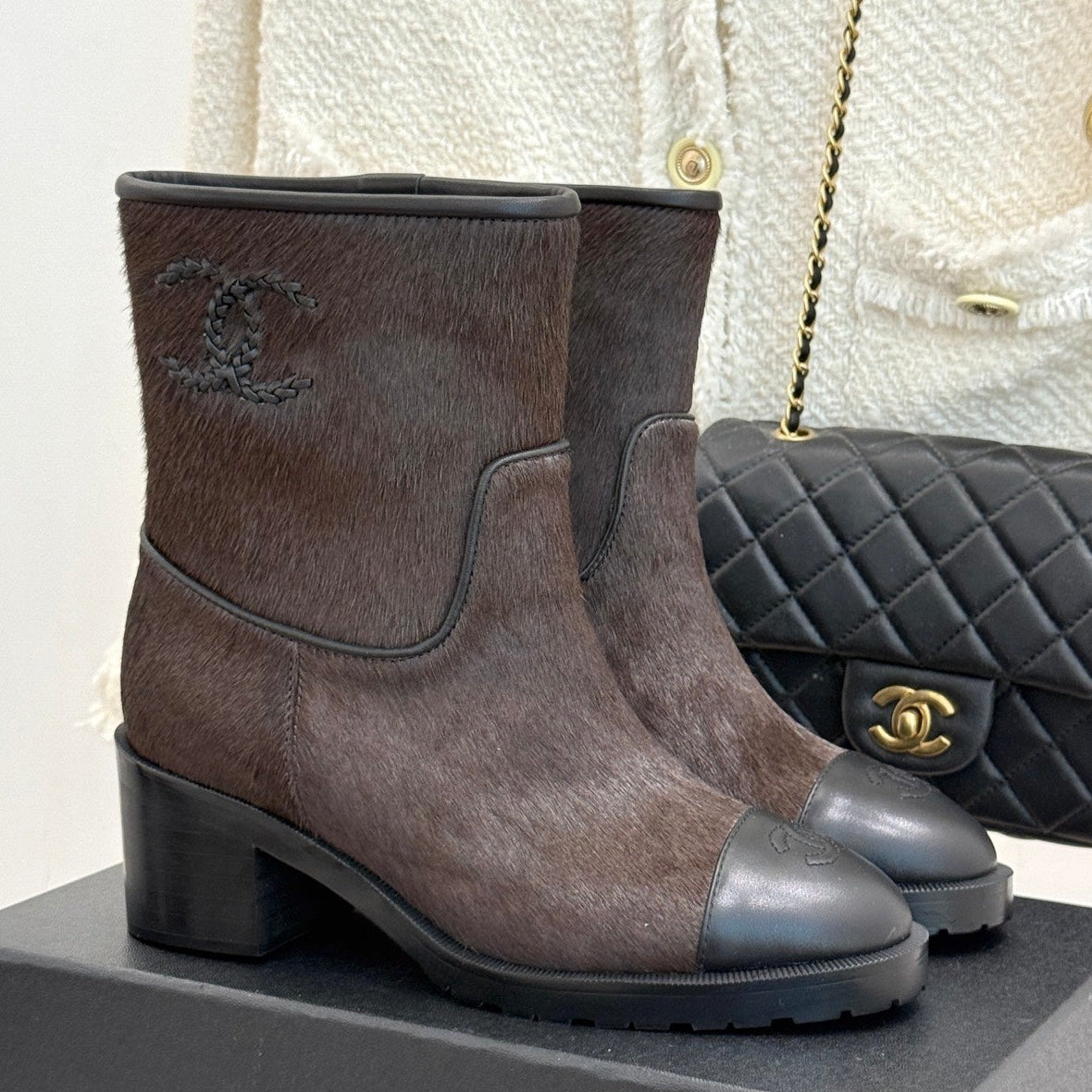 Chanel 2026 Square Heel Boots Pony Hair 188340