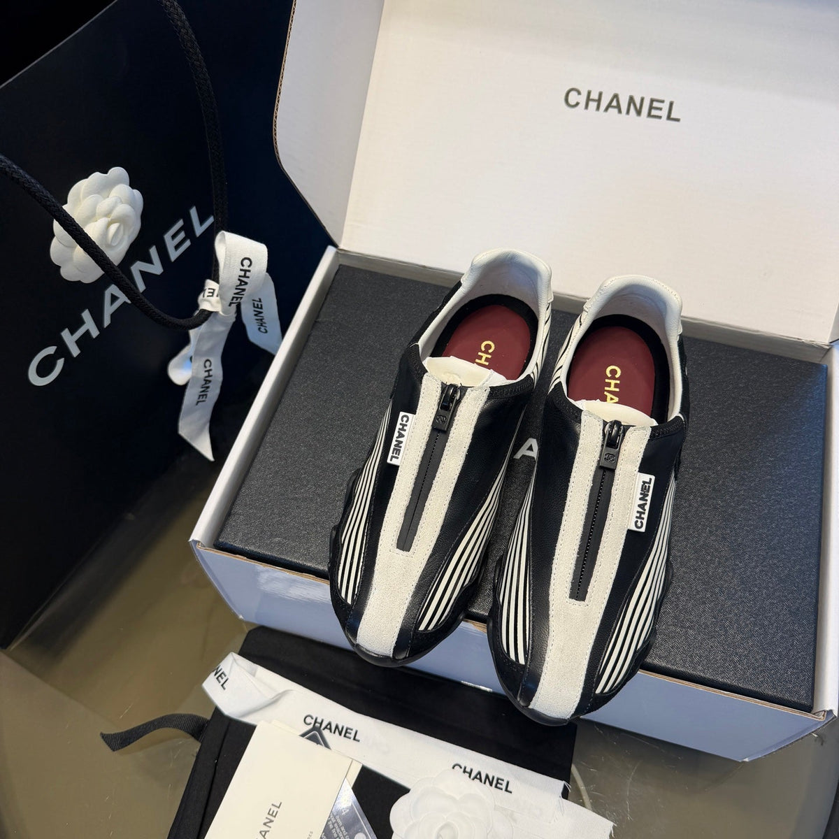 Chanel 2026 Front-Zip Sneakers Suede Leather 197905