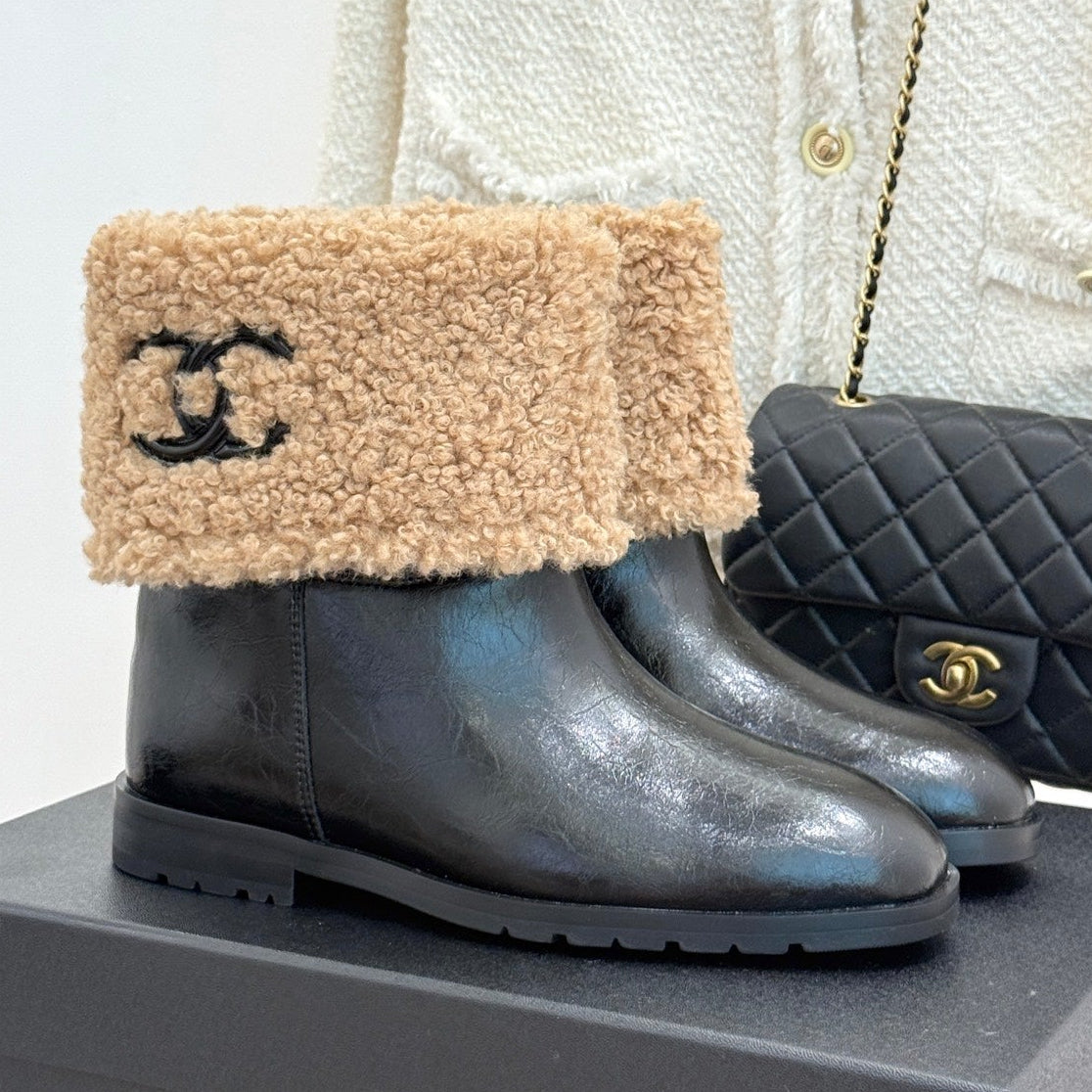Chanel 2026 Ankle Boots Suede Leather Wool 188554