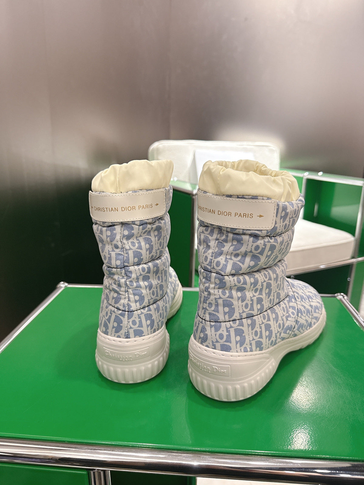 Dior 2025 Frost Ankle Boot Blue White Frabic Calfskin Wool 507566