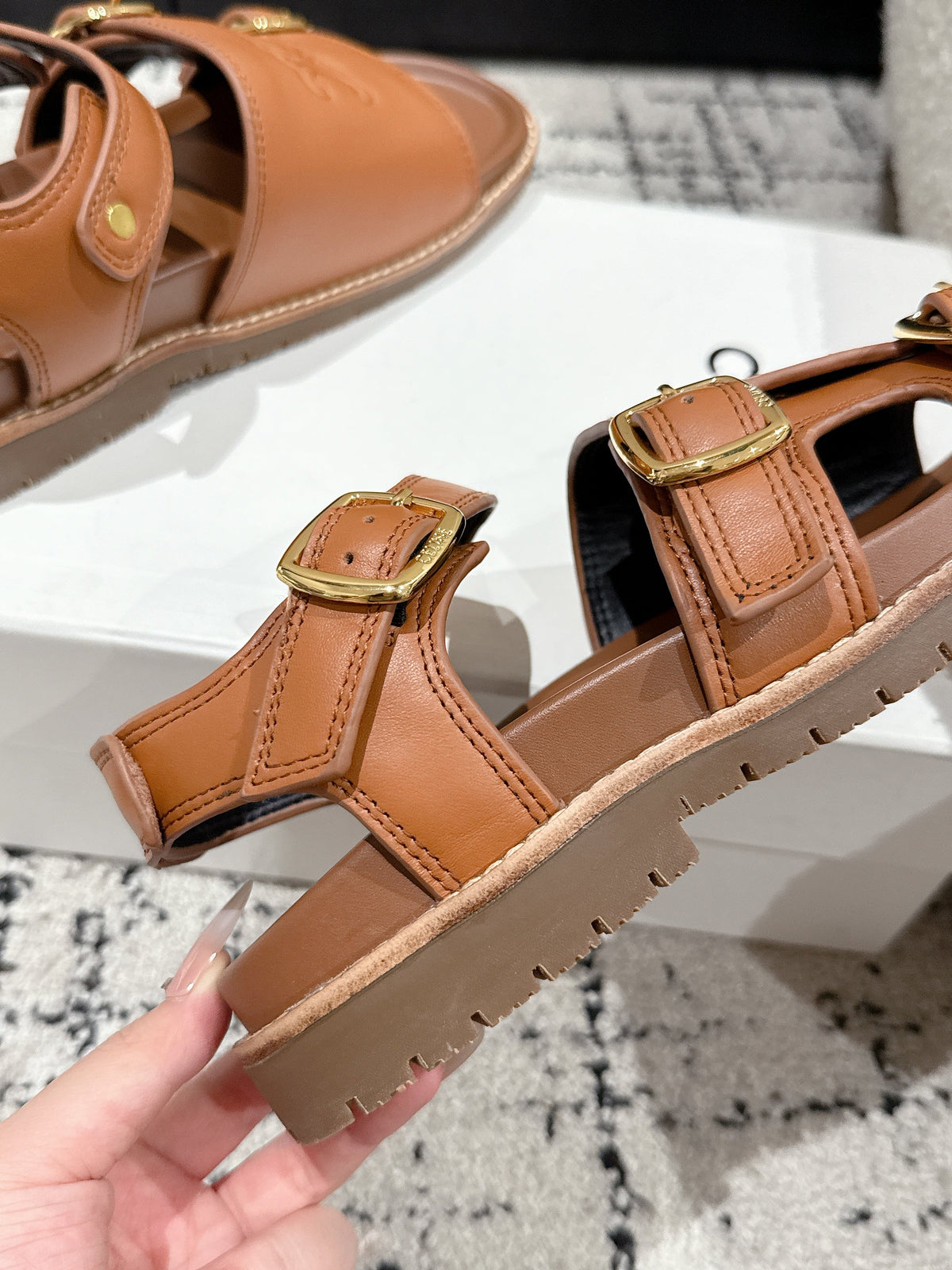 CELINE 25C Dad Sandal Mule Copper Brown Cowhide 232353