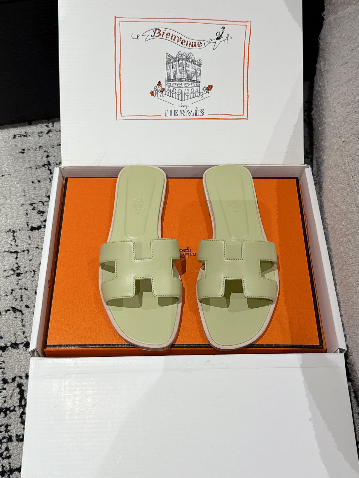HM 25 Oran Sandal Light Green Calfskin