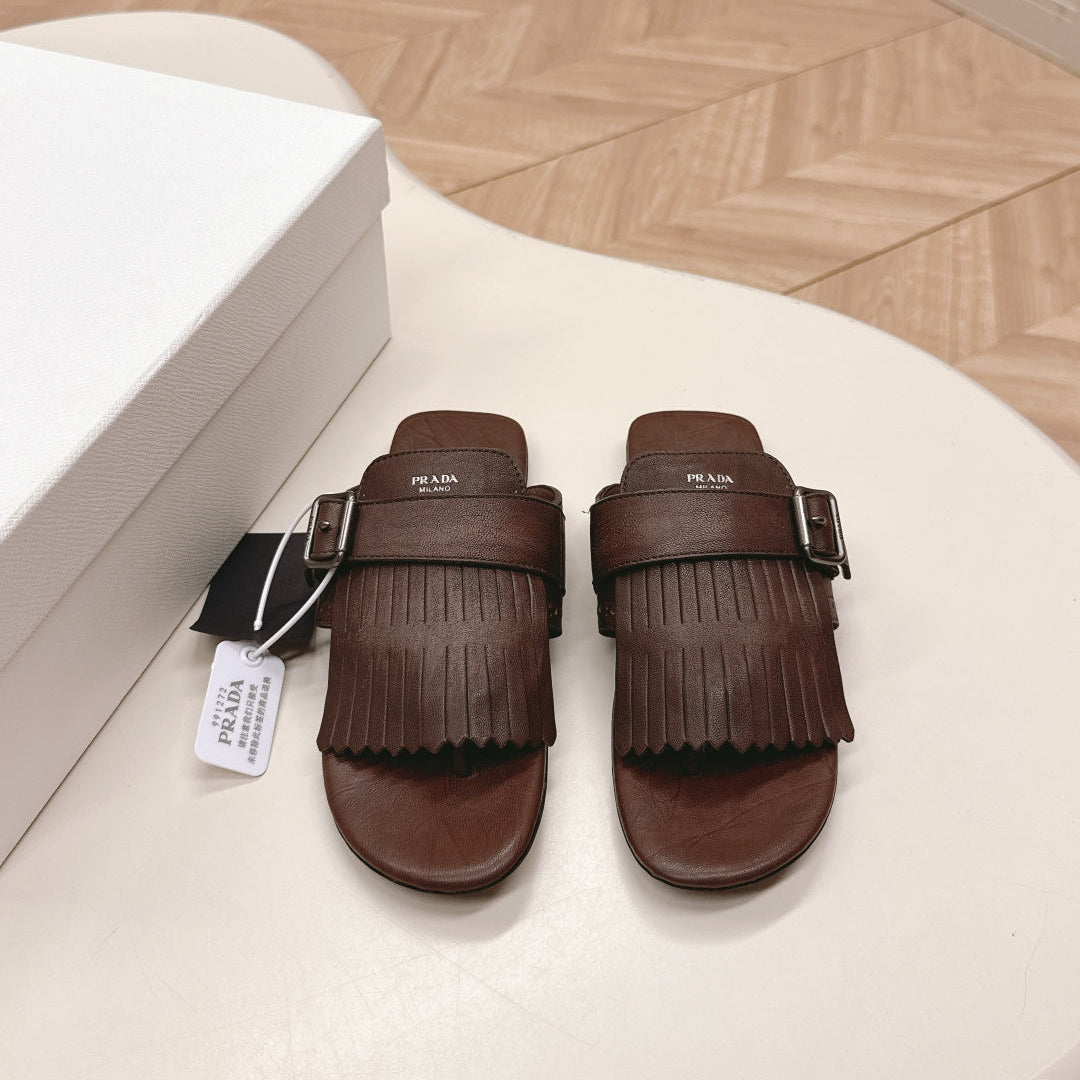 PRA 26S Thong Sandals Dark Brown Calfskin 600597