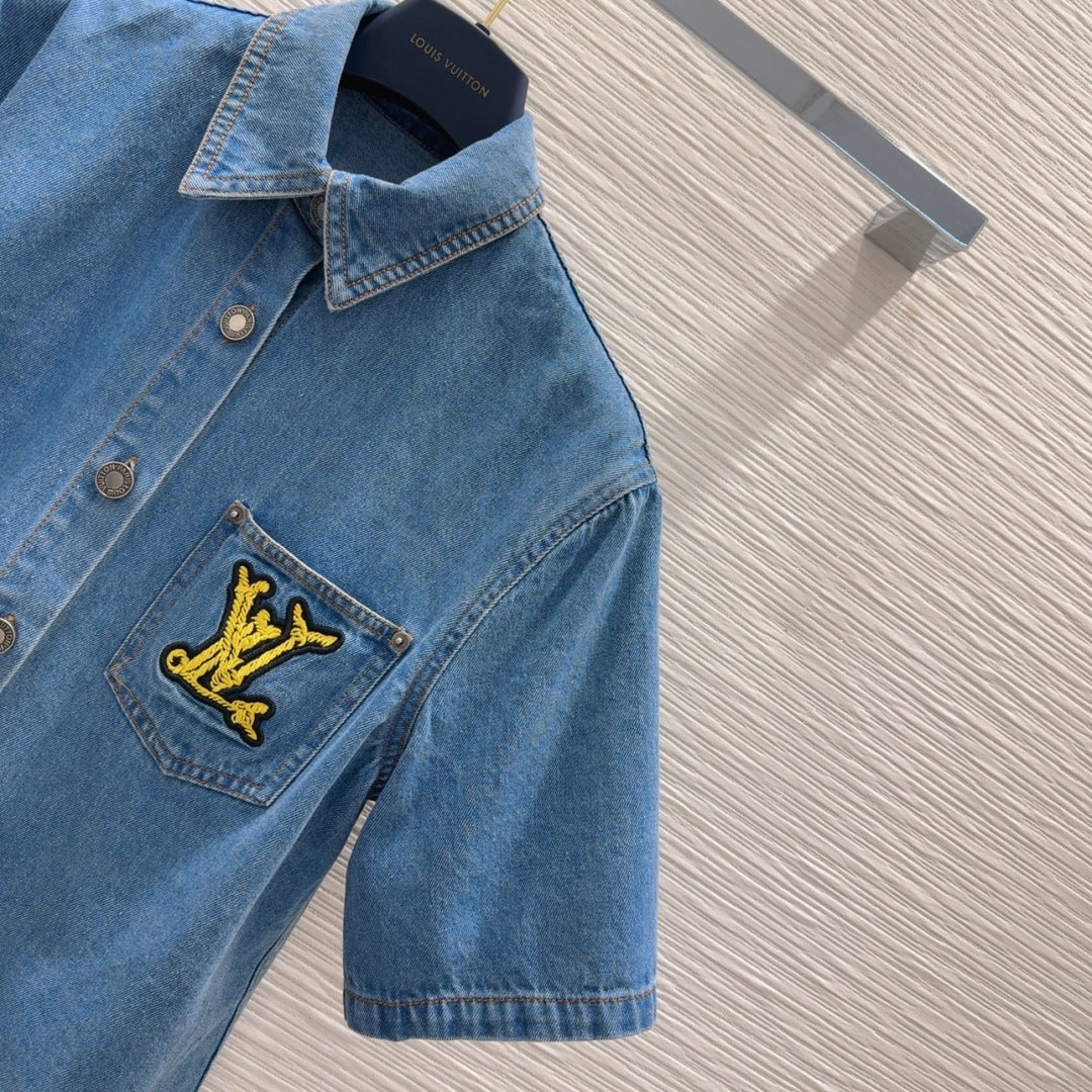 LV 25 Short Sleeve Denim jacket Blue Cotton