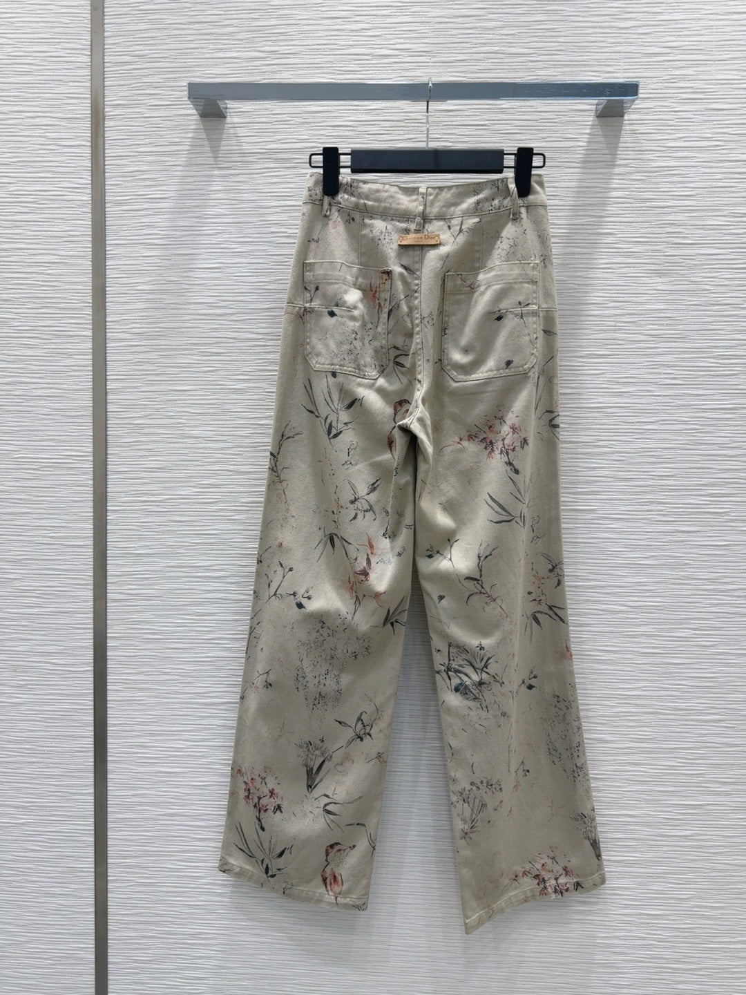 CD 25 Ink And Floral Pant Beige Cotton