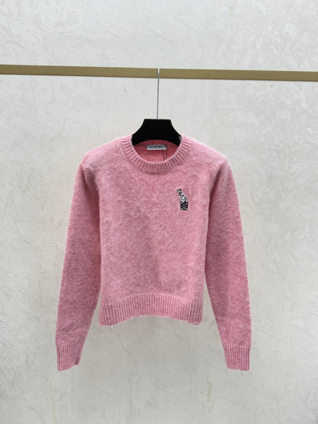 Loewe 2025 Round Neck Embroidered Logo Sweater Wool