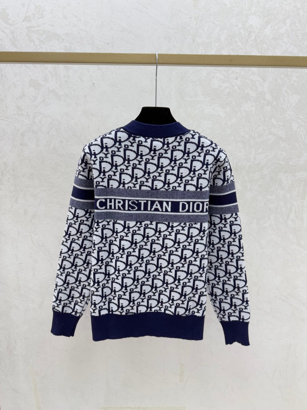 Dior 2025 Oblique Cardigan Gray and Blue Wool