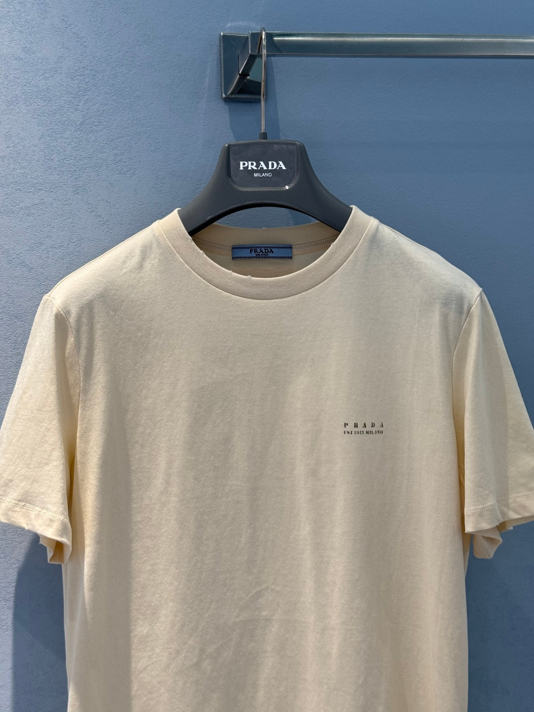 Prada 25 Short Sleeved T-shirt Vest Light Yellow Cotton