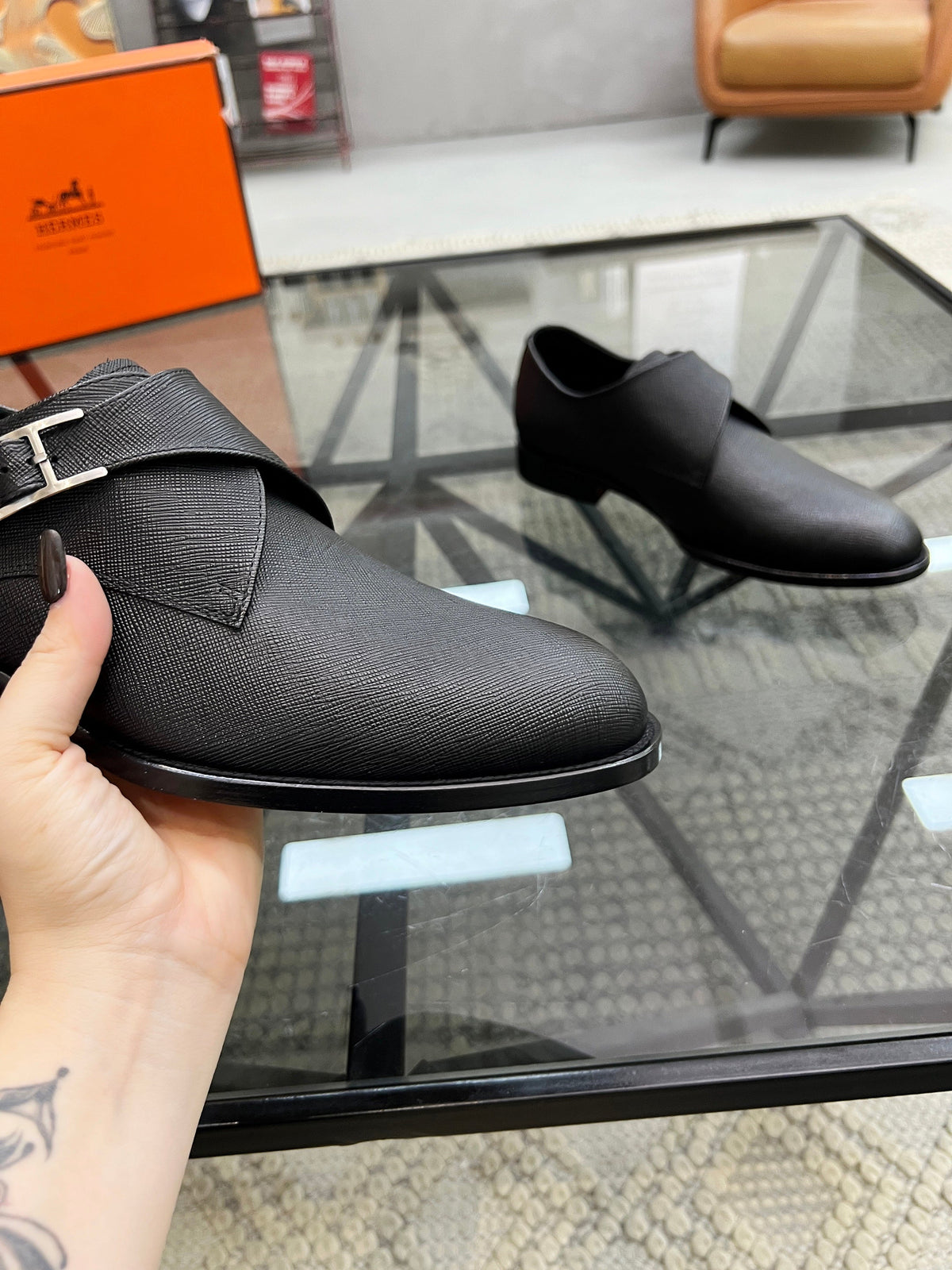 HM Men's Loafer Black Cowhide 638513