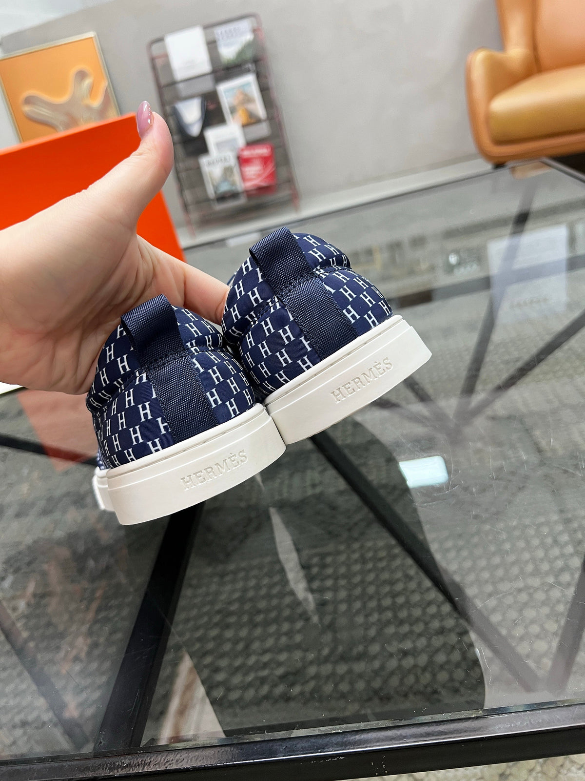 HM Men's Lucky Slip-on Blue Printed Fabric 741690