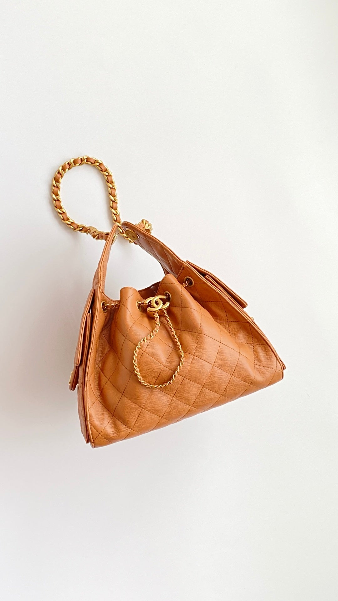 CC 25B Hobo Bags 30cm Caramel Grained Calfskin