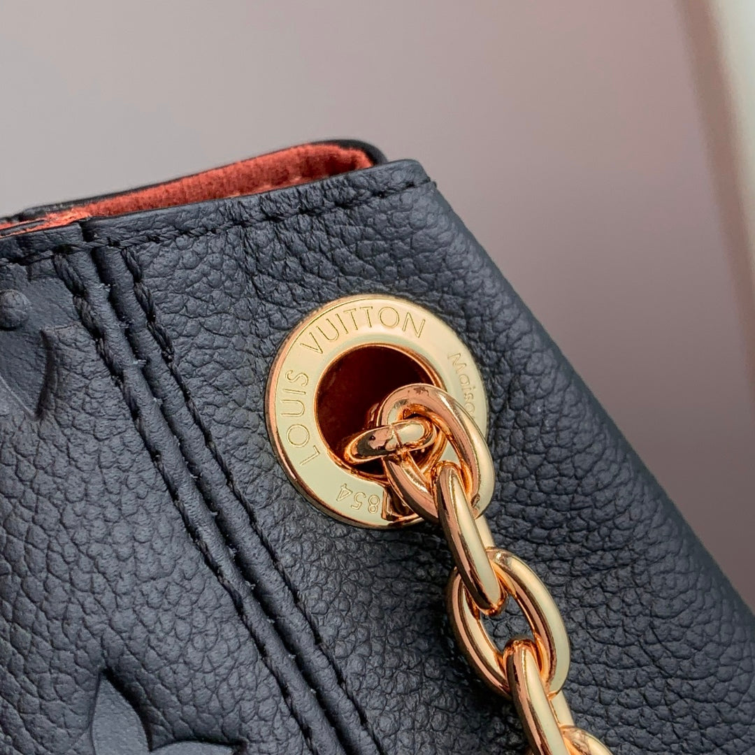 Anytime 34cm Tote Bag Black Gold Empreinte leather 251564