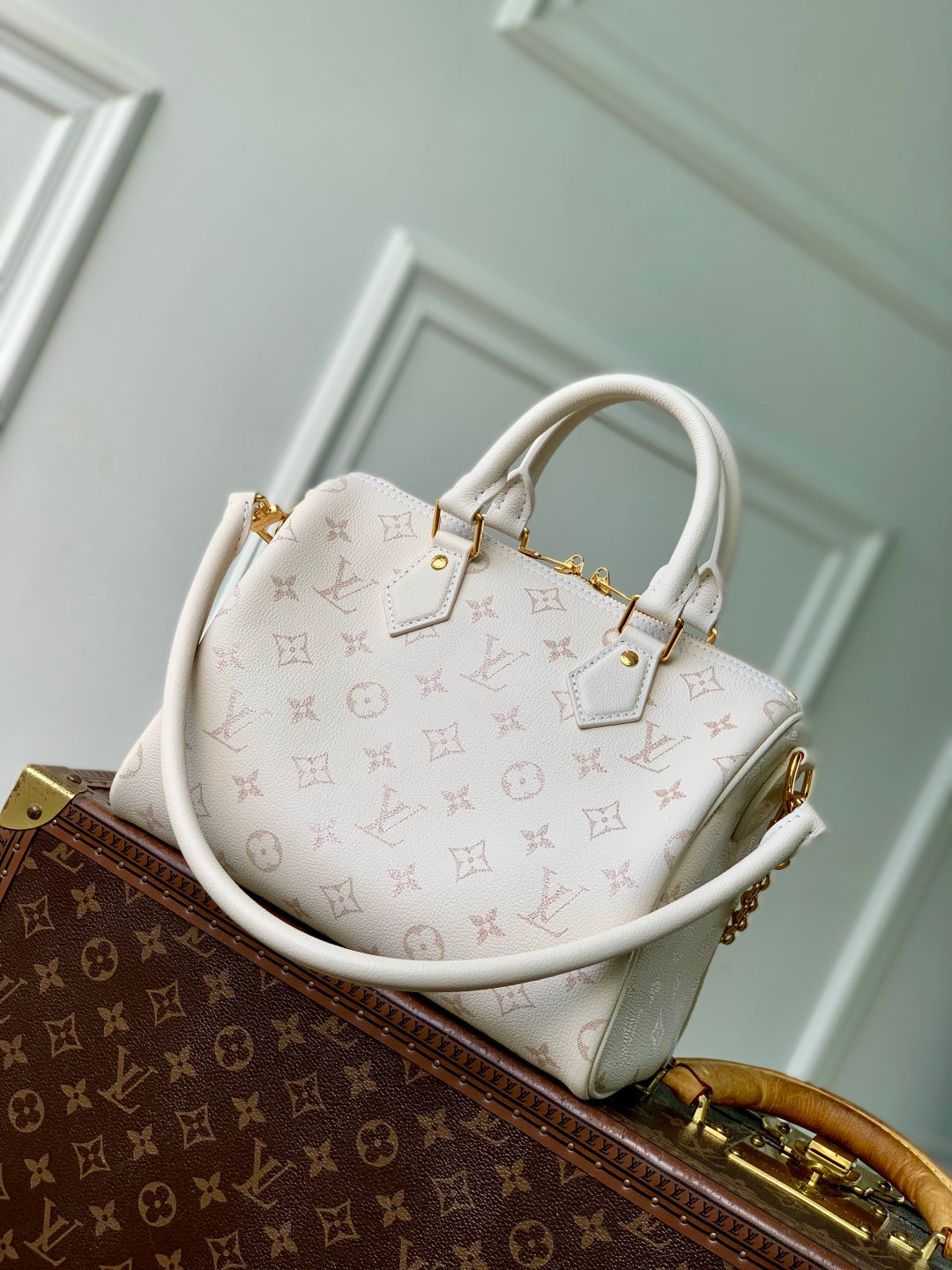 LV 2025 Speedy Bandoulière 25 White Calfskin 347096