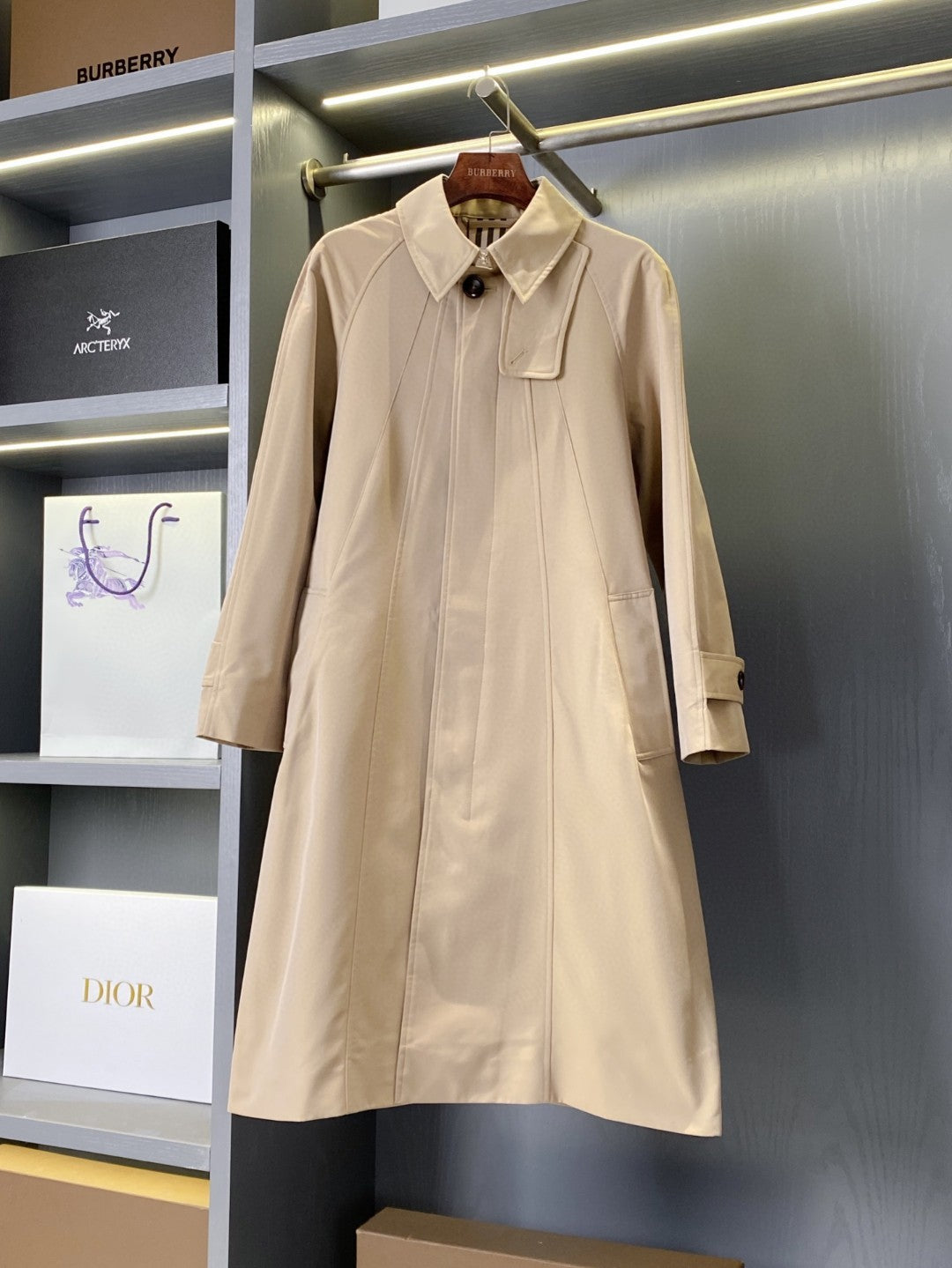 Bur 25 Long Coat Beige Cotton Twill 238405