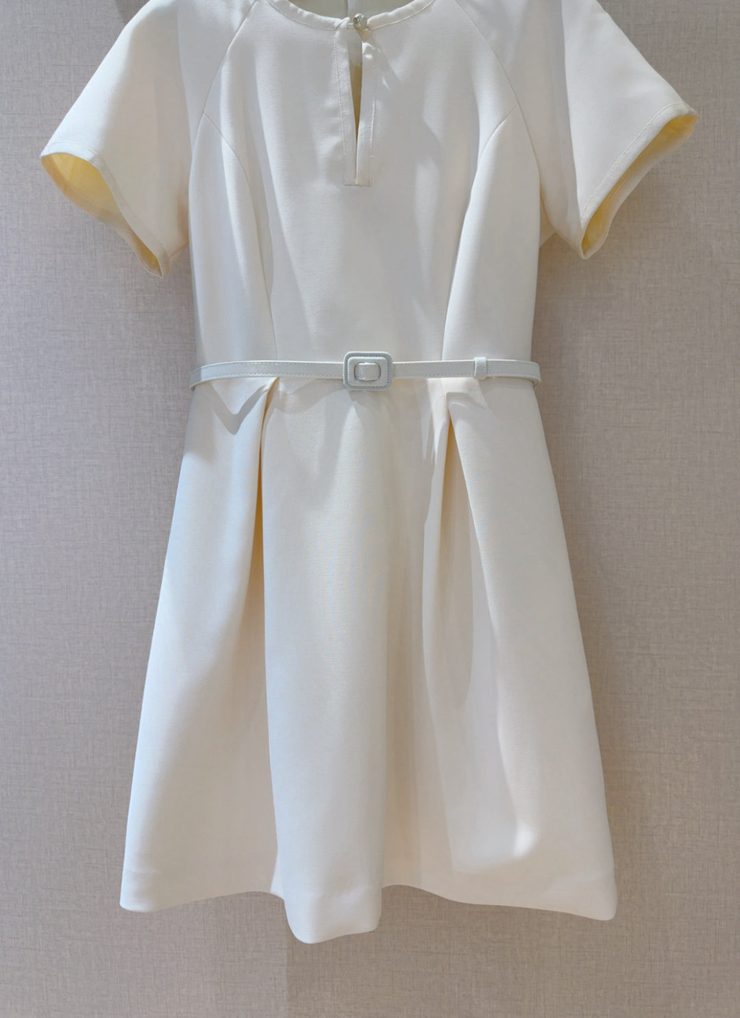 CD 25 Round Neck Raglan Sleeve Dress Beige Polyester
