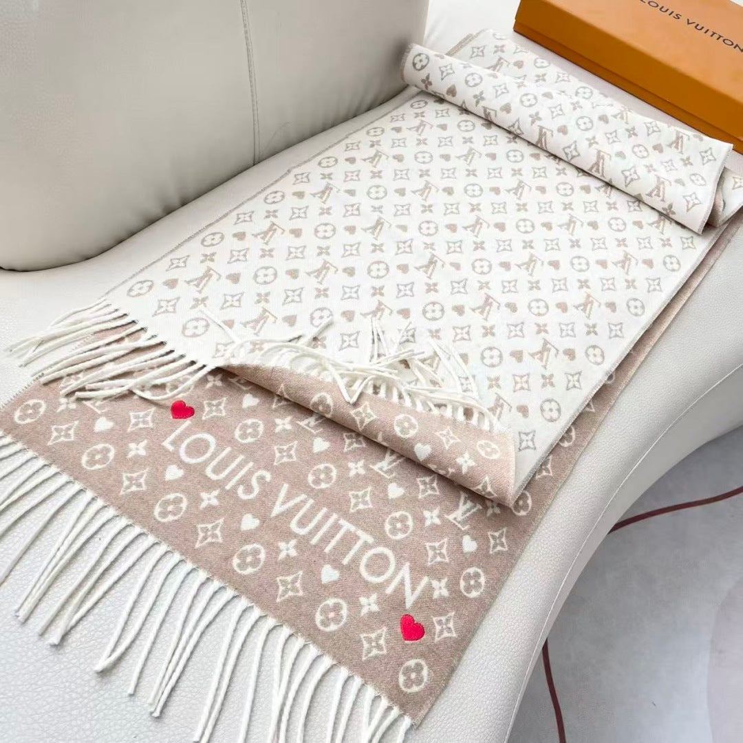 LV Studdy Reykjavik Scarf 180cm Beige Wool 967169