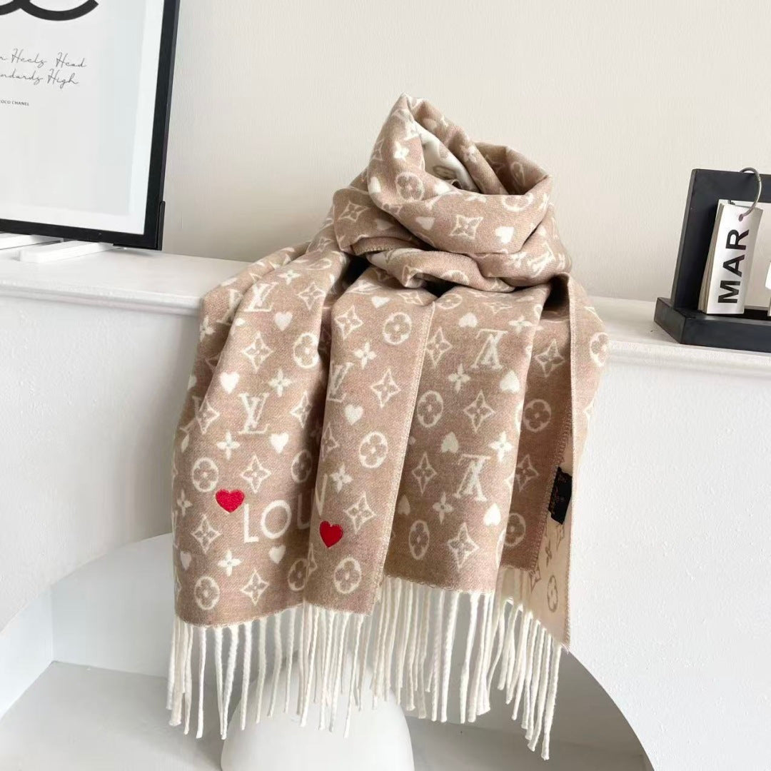 LV Studdy Reykjavik Scarf 180cm Beige Wool 967169