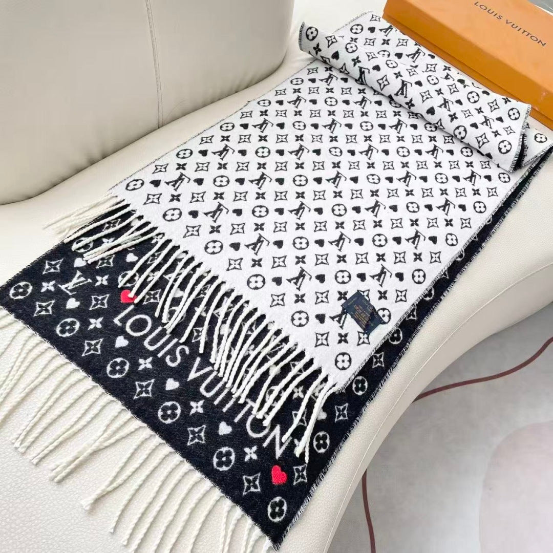 LV Studdy Reykjavik Scarf 180cm Black Wool 967170