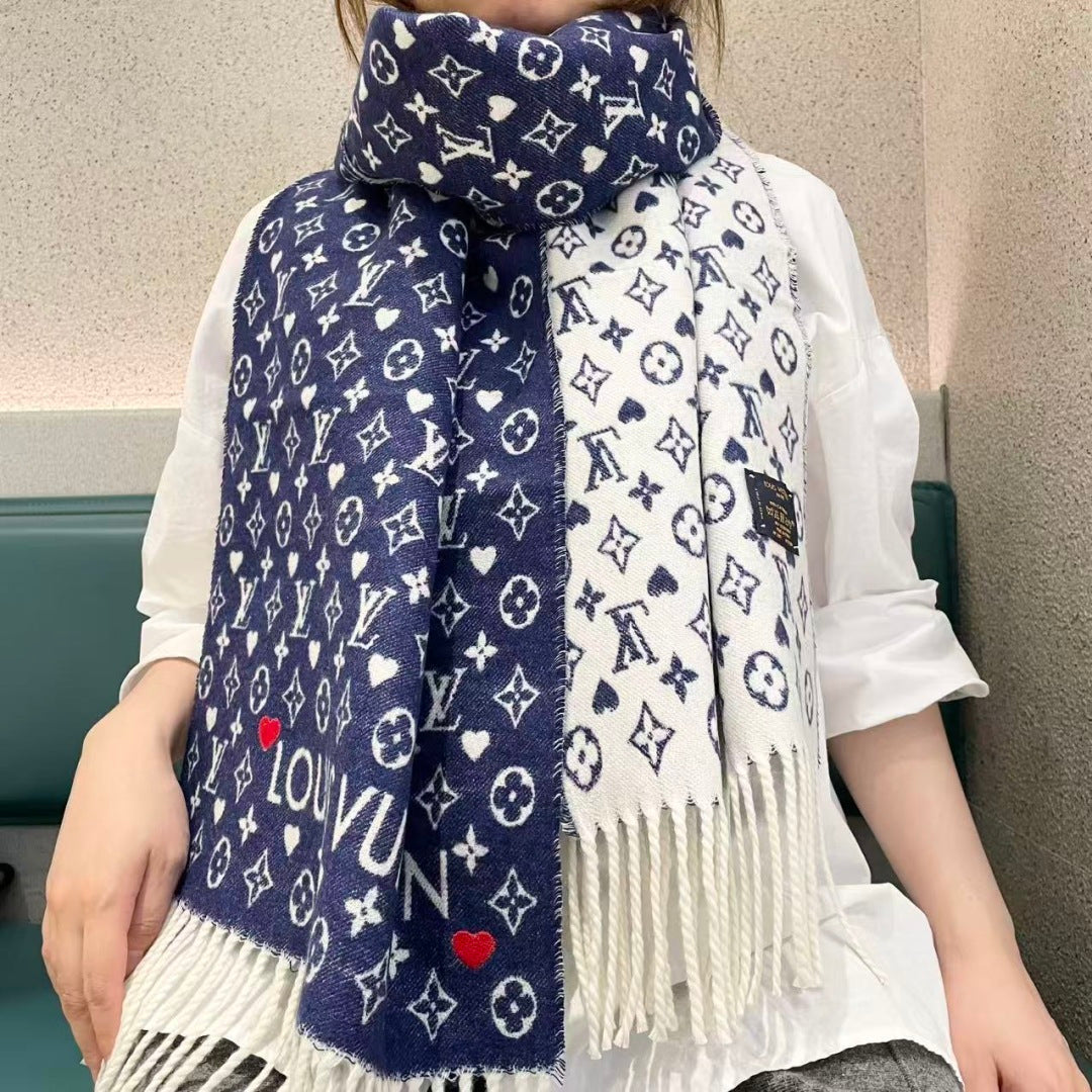 LV Studdy Reykjavik Scarf 180cm Blue Wool 967171