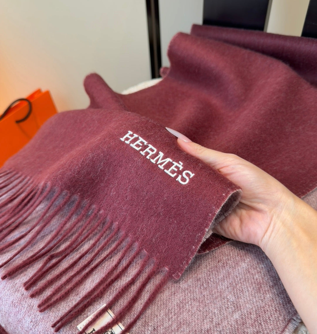 HM Scarf 190 CM Burgundy Wool 969491