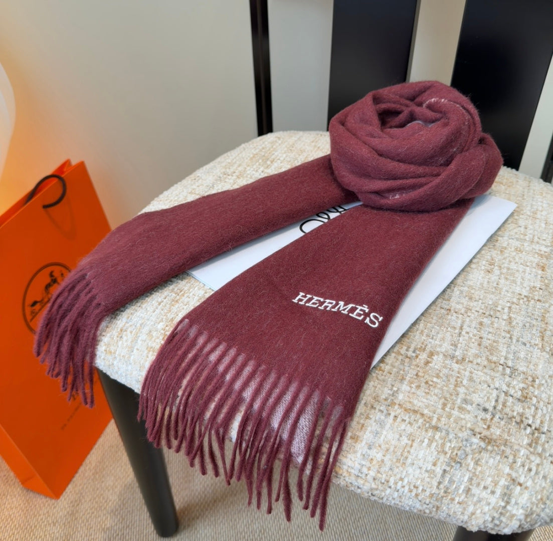 HM Scarf 190 CM Burgundy Wool 969491