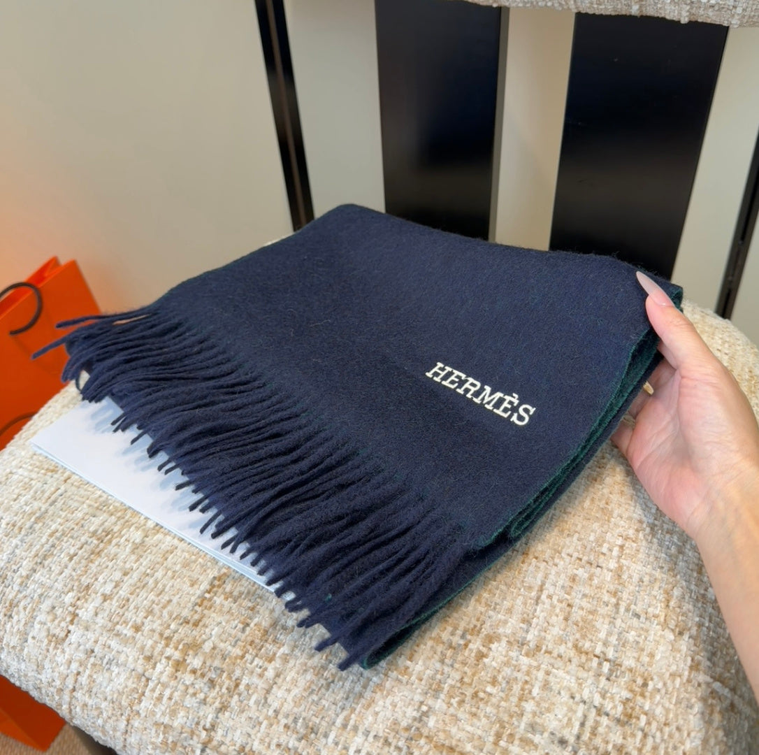 HM Scarf 190 CM Dark Blue Wool 969495