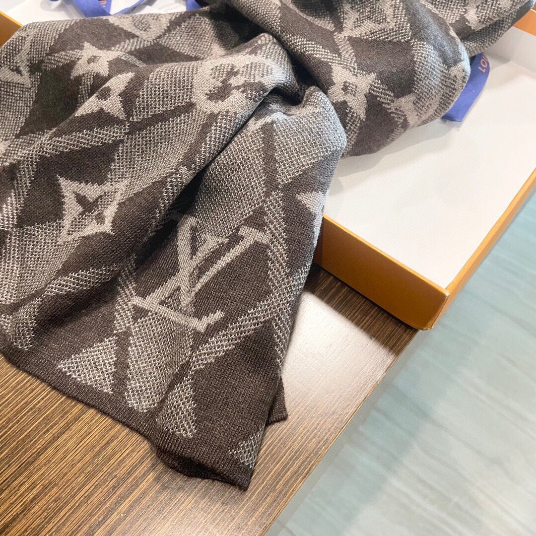 LV Scarf 200cm Brown Cashmere 968476