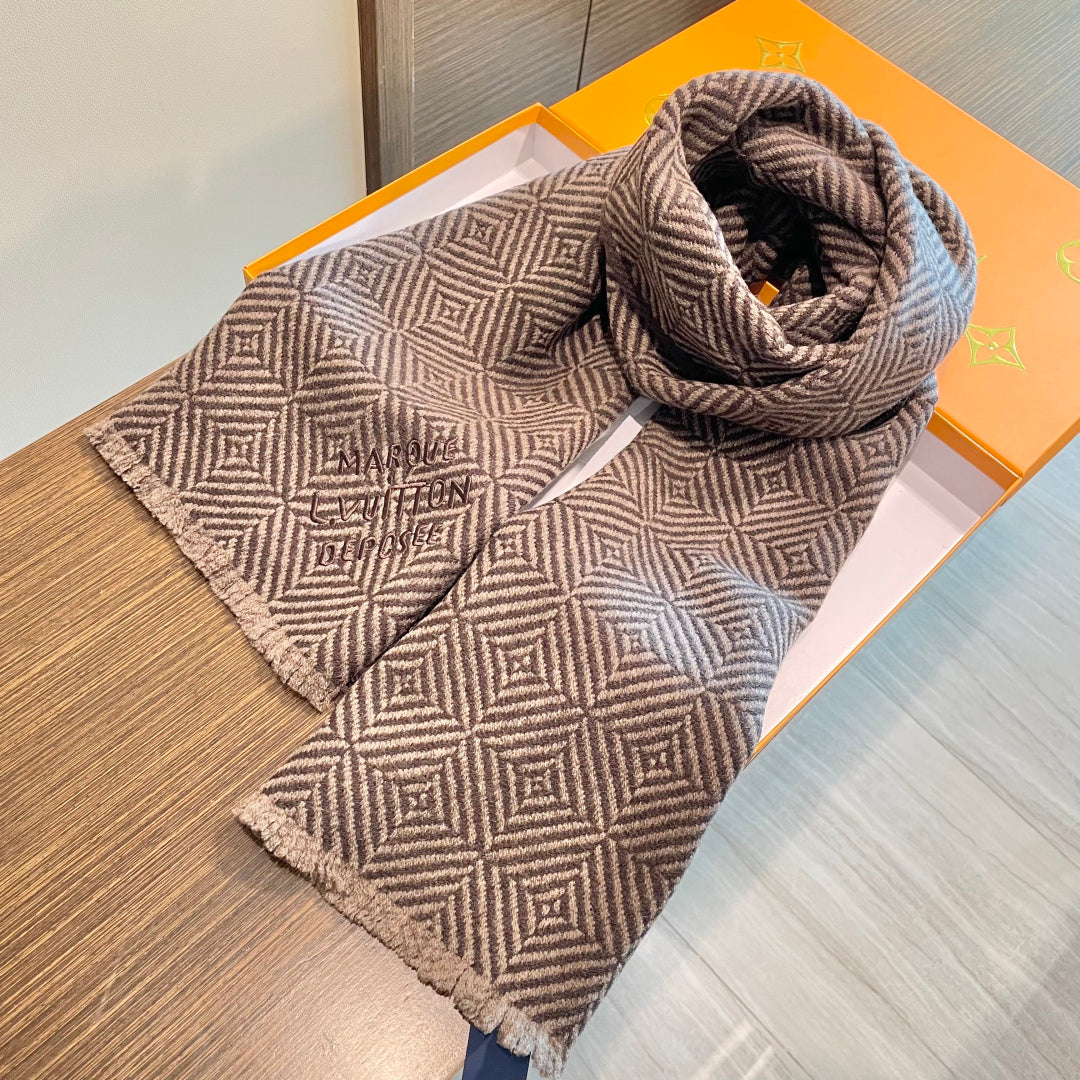 LV Exclusive Scarf 200cm Brown Cashmere 976321