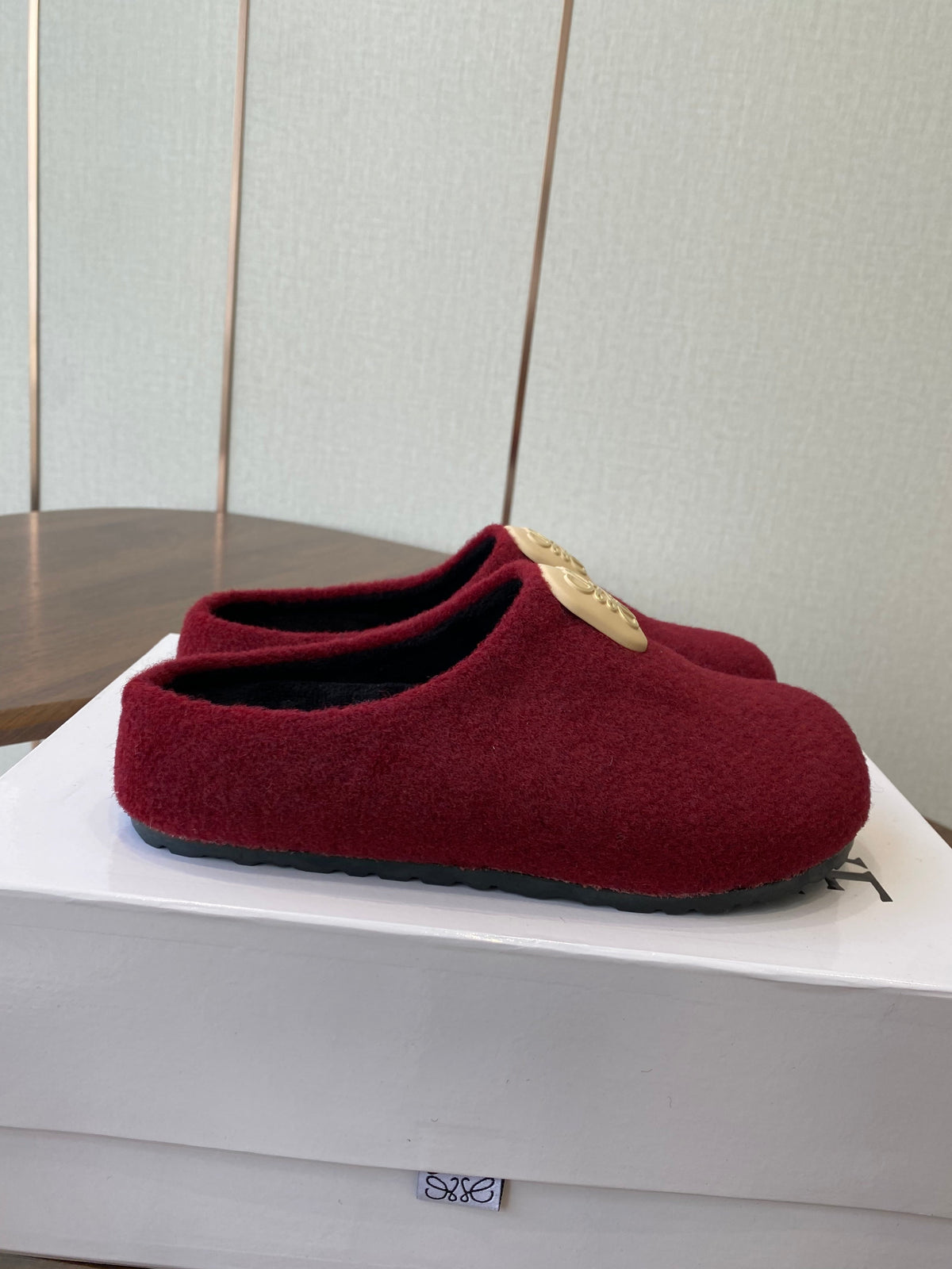 Loewe Birkenstock slippers red wool 477793