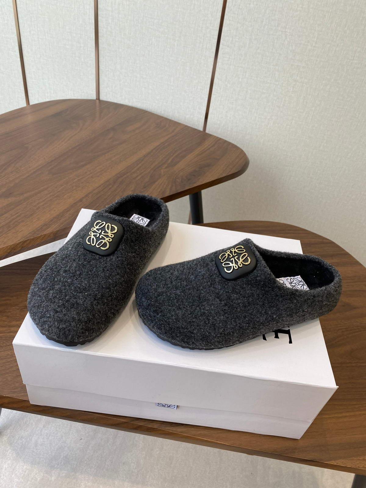 Loewe Birkenstock slippers gray wool 477795