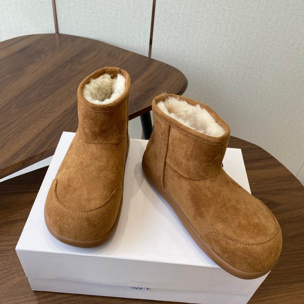 Loewe snow boots brown white suede wool 477800