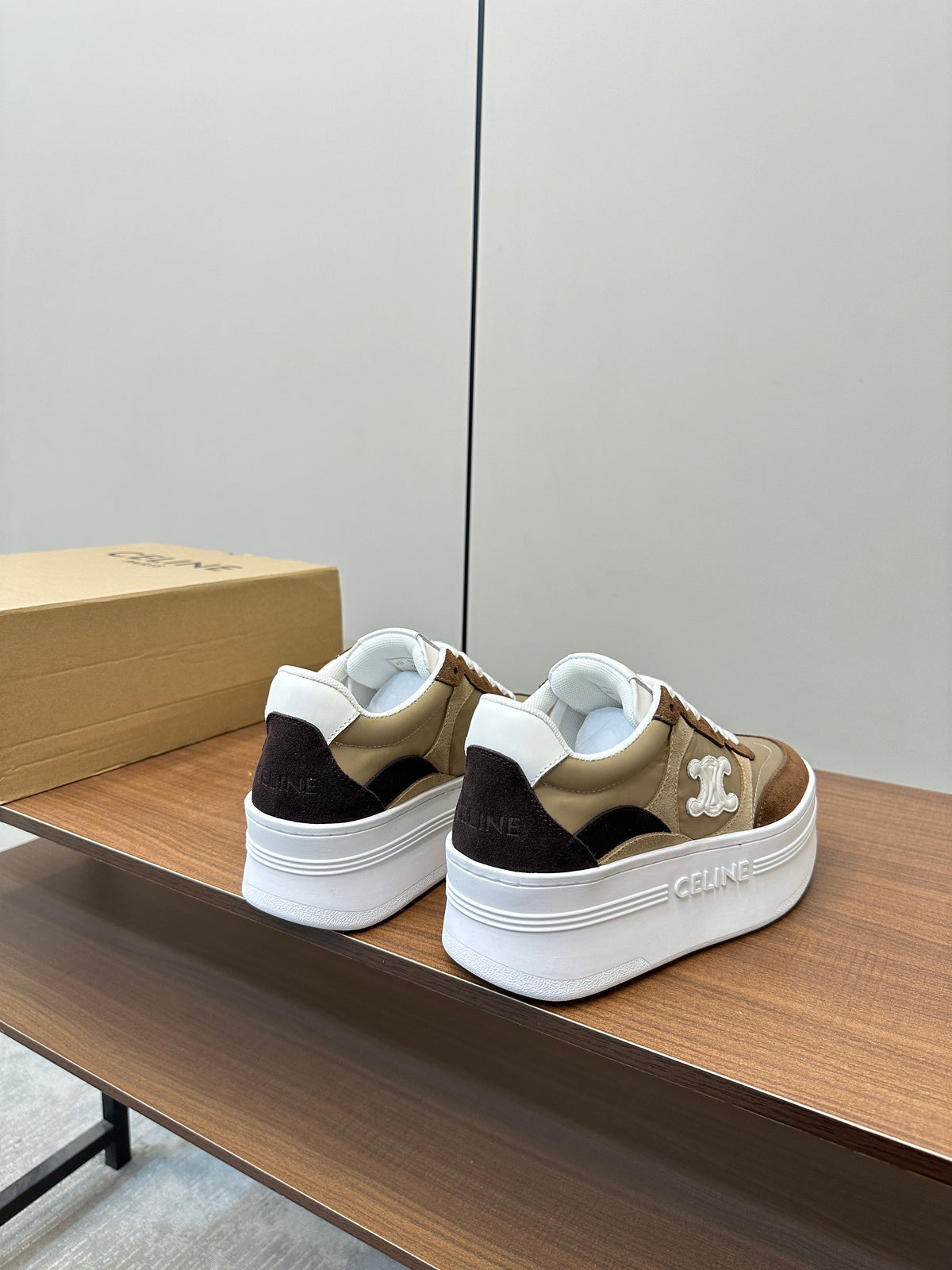 Celine 25 Platform Sneaker Brown Suede 289253