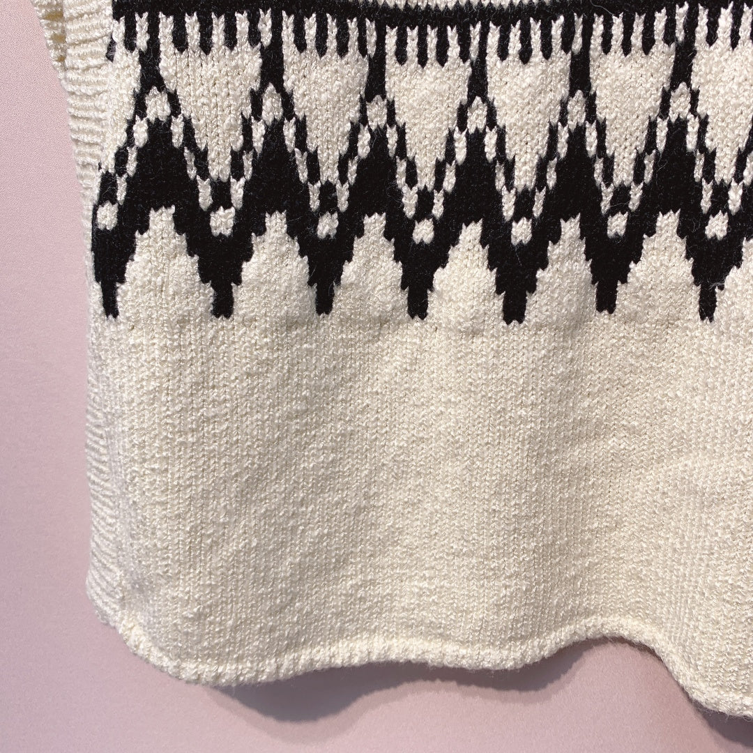 CD 25 Sleeveless Sweater White Black Wool 320037