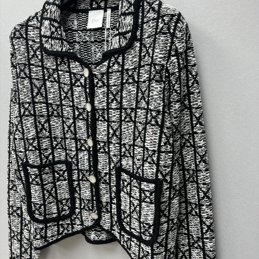 Dior 2026 Macrocannage Short Jacket Black Tweed 446635