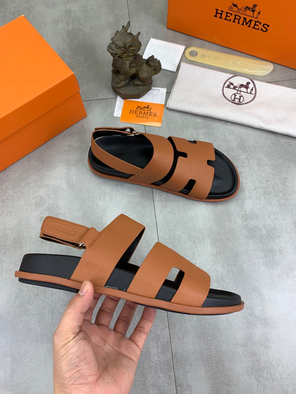 HM Men's Genius Sandals Brown Calfskin 645505