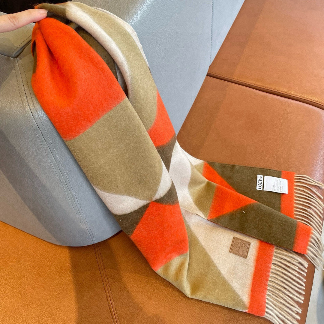 Loewe Scarf 180CM Orange Beige Cashmere 967039